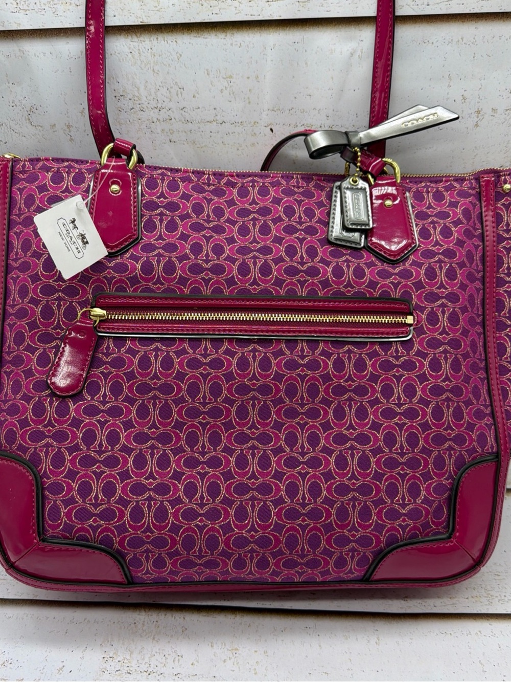 Coach Pink And Purple Handbag 26414 Logo Tote new Dust Bag Shoulder canvas
